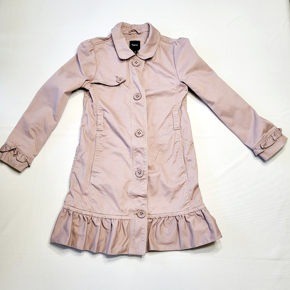 Gap Kids Girls Medium (8) Dusty Pink Mauve Ruffled Buttondown Light Jacket